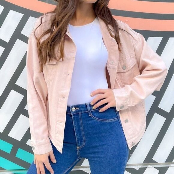 Jackets & Blazers - WOMEN'S BUTTON CLOSURE LONG SLEEVE DENIM JACKET pi